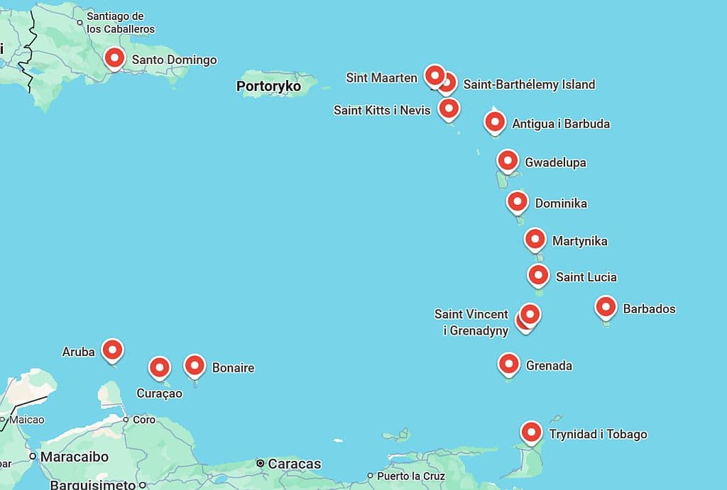 Wyspa Saint Lucia. Wyprawa do raju 2 mapa karaibow i odwiedzonych wysp 1