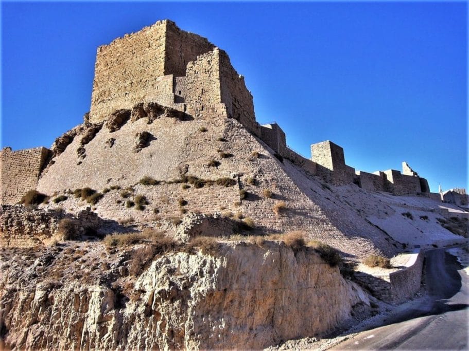 Zamek Al-Karak, twierdza Heroda i mapa z Madaby 4 Jordania. Zamek Kerak.