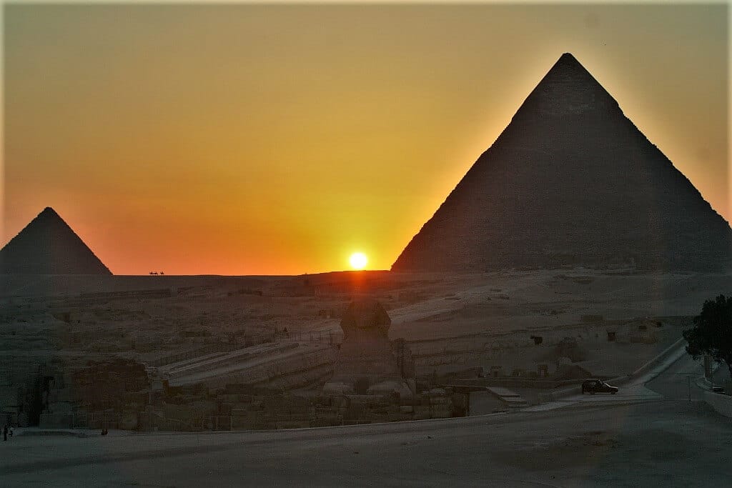 Zachod slonca sfinks Giza
