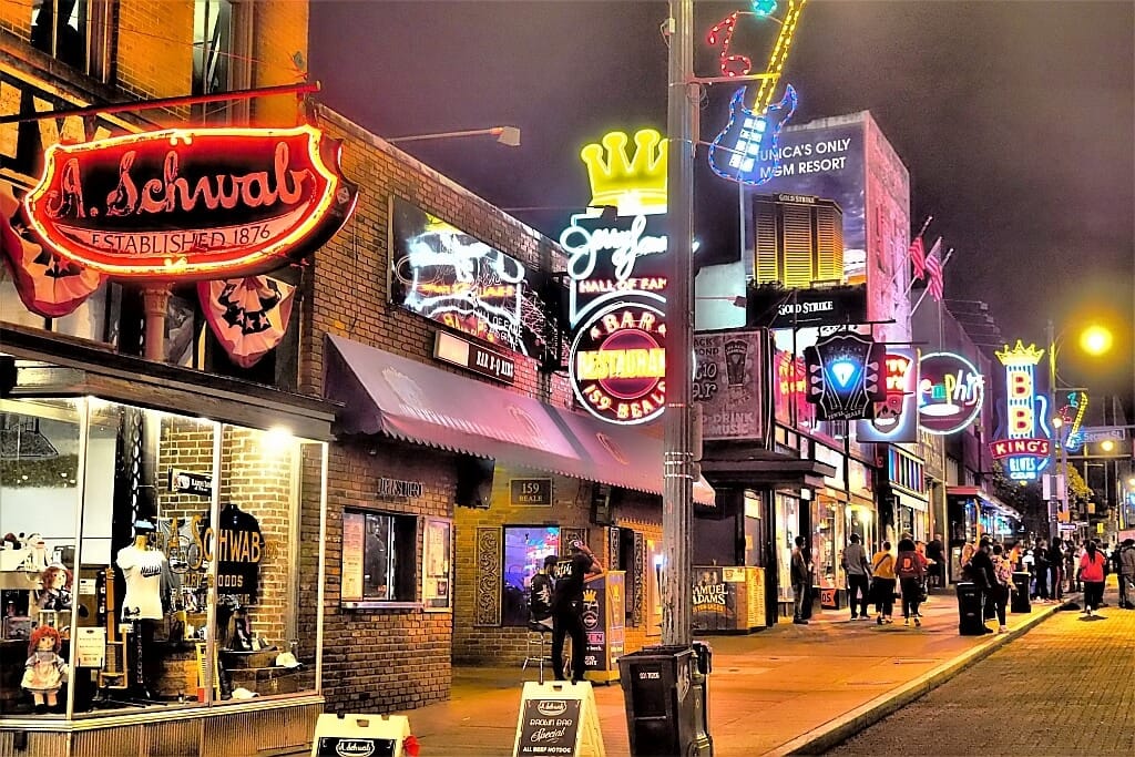 Beale Street Memphis by night