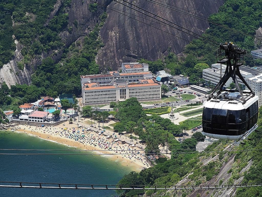 Sugarloaf Mountain w Rio de Janeiro 3 kolejka linowa widok na vermelha Sugarloaf Mountain Rio de Janeiro