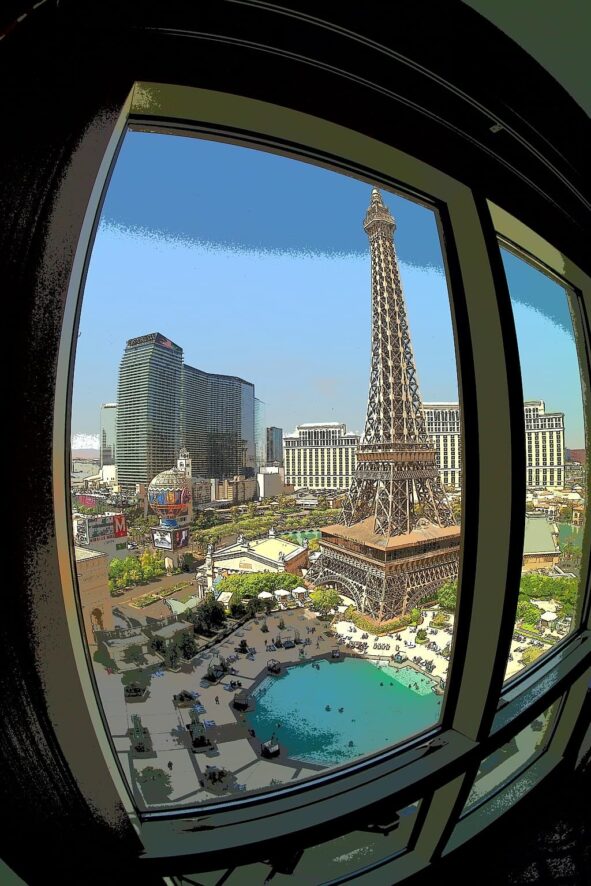 widok z okna las vegas paris