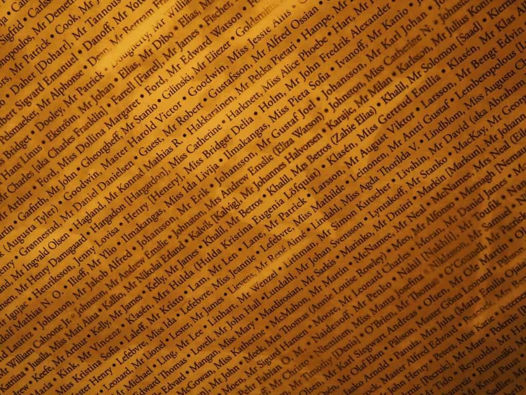 lista zmarlych na titanicu atrakcje Las Vegas