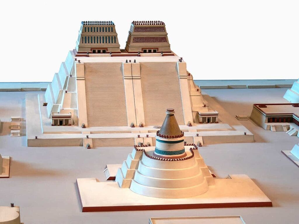 Mexico City i imperium Azteków - Tenochtitlan 17 Rekonstruktion Tempelbezirk von Tenochtitlan 2 Templo Mayor 3