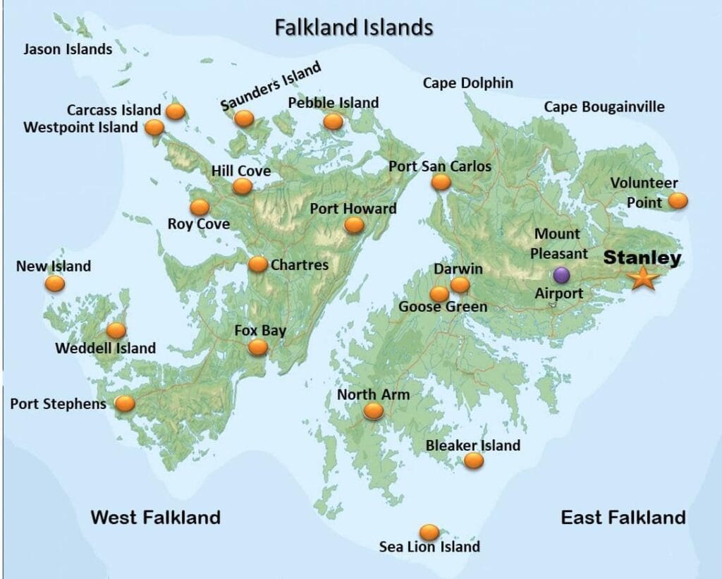 Falklandy – jak dotrzeć i spotkać pingwiny z bliska 2 Falklands Map