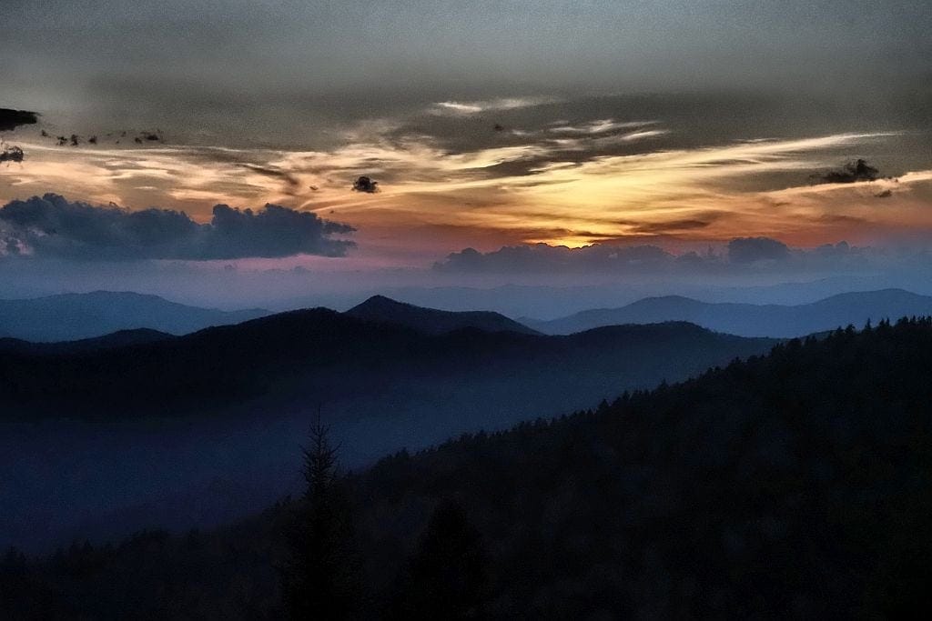 Great Smoky Mountains Kuwohi sunset a